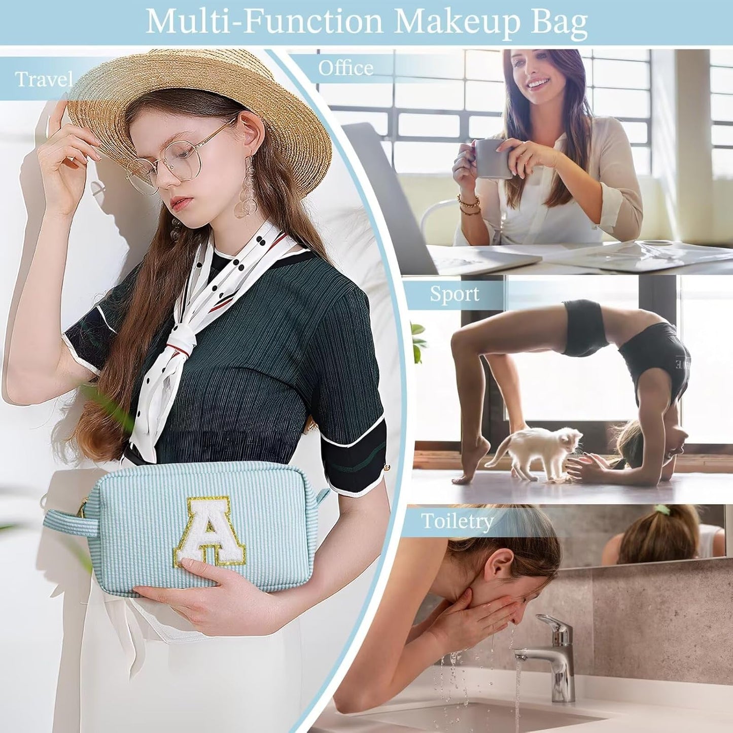 YOOLIFE Graduation Gifts for Women Teen Girls - Graduation Gifts for Her, Graduation Party Favor, Personalized Monogram Initial Makeup Bag for Teen Girl Gifts Trendy Stuff, Girls Makeup Bag G