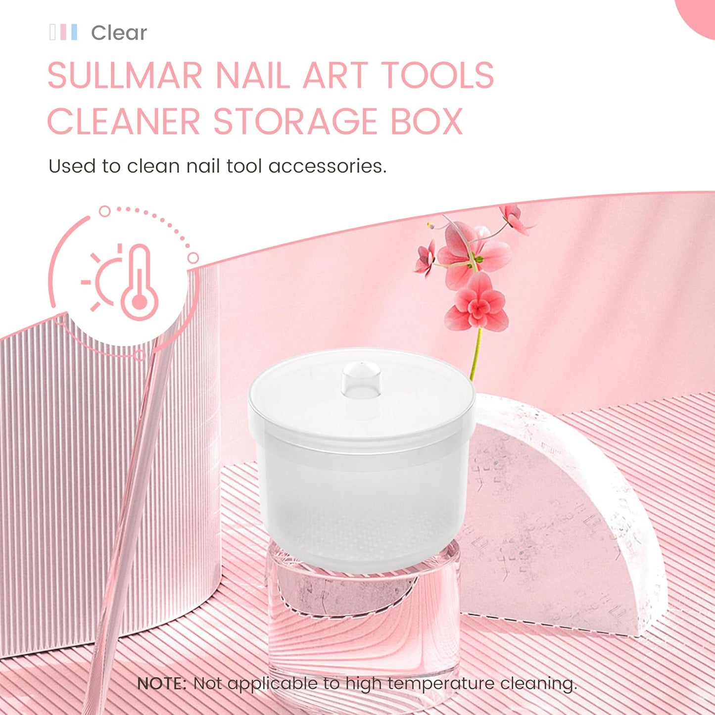 Nail Soaking Tray Box Cleaner Pot for Scissors Tweezers Nail Art Tools Manicure Soaking Tray Clean Box Nail Drill Bits Clean Box -Clear