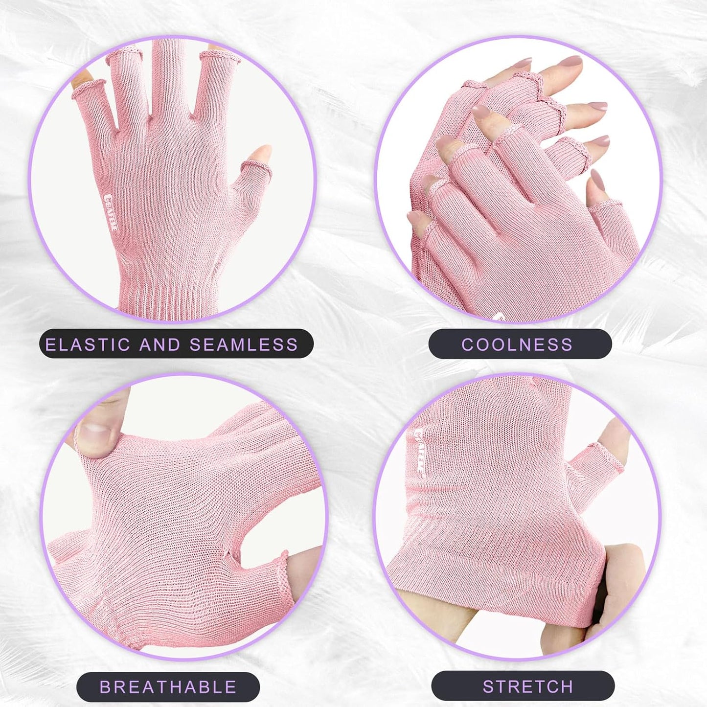 GSAFEME Cotton Gloves for Dry Hands - Fingerless Touchscreen Moisturizing Gloves for Sleeping - Cotton Eczema Gloves for Men and Women, Pink L/XL 1 Pair