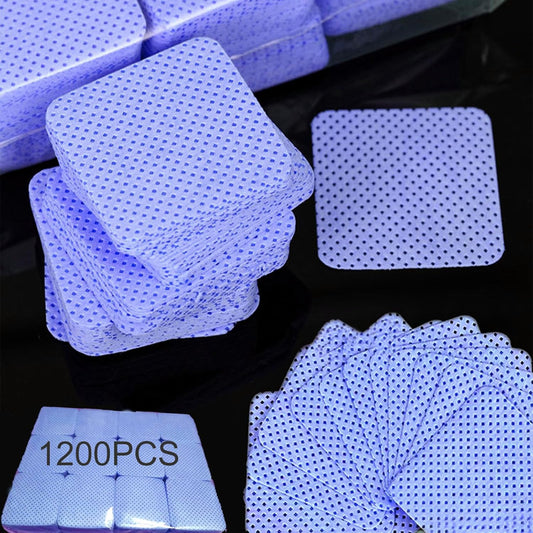 1200 PCS Lint Free Nail Wipes, Nail Polish Remover Pads Wipes, Lint Free Cotton Pads Wipes Non-woven Fabric Lash Glue Wipes, Soft Gel Nail Wipes Eyelash Extension Glue Wipes, Lash Glue Cleaning Pads