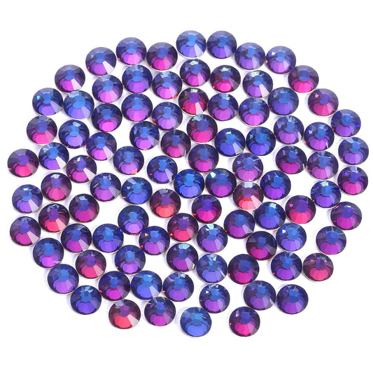 Novani Rhinestones 3000Pcs Flatback Crystal Round Loose Gemstones Glass Rhinestones for Crafts Makeup Nail Art Clothes Shoes DIY Decorations(SS10, 2.7-2.9mm,Blue Flame)
