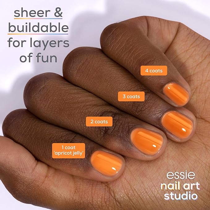essie Nail Art Studio Jelly Gloss Polish, Vegan, Sheer Orange Nail Polish, Apricot Jelly, 0.46 Fl Oz