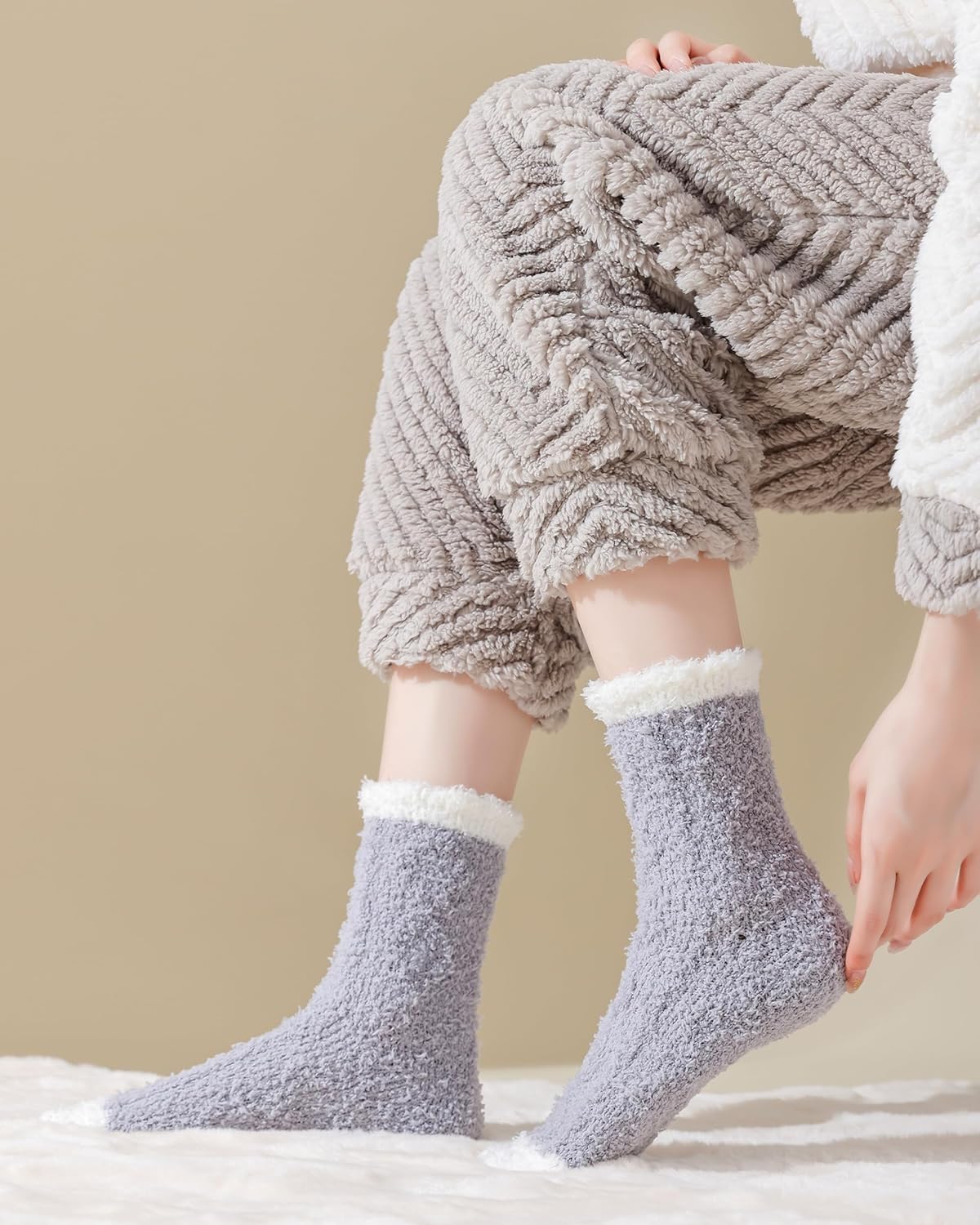 TEHOOK Warm & Cozy Gifts for Women, Stocking Stuufers, Fluffy Fuzzy Plush Sleeping Slipper Socks - Soft Warm Fabric