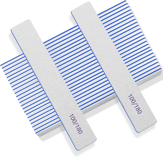 50 Pcs Nail File 100/180 Grit, Heavy Duty Nail Files for Acrylic/Natural Nails, Emery Boards for Nails, Strong Finger Nail Filler, Coarse Nail File for Home and Salon Use