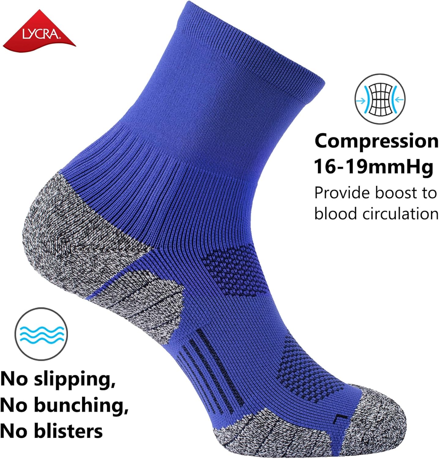 CWVLC Compression Athletic Quarter Socks Cushioned for Men Women