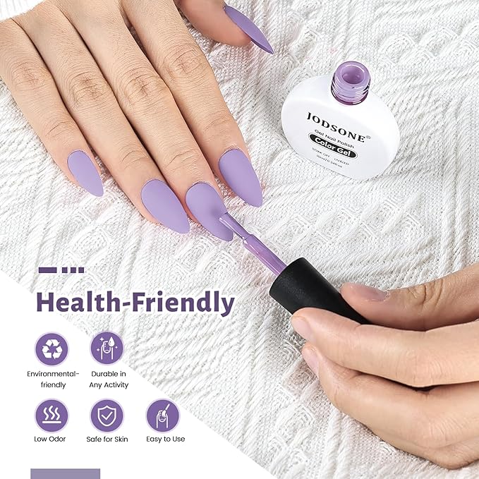 JODSONE Muted Purple Gel Nail Polish 10ml Soak Off LED Nail Polish Muted Purple Nail Color Salon Quality Long-Lasting Low Odor Need U V Lamp Curing