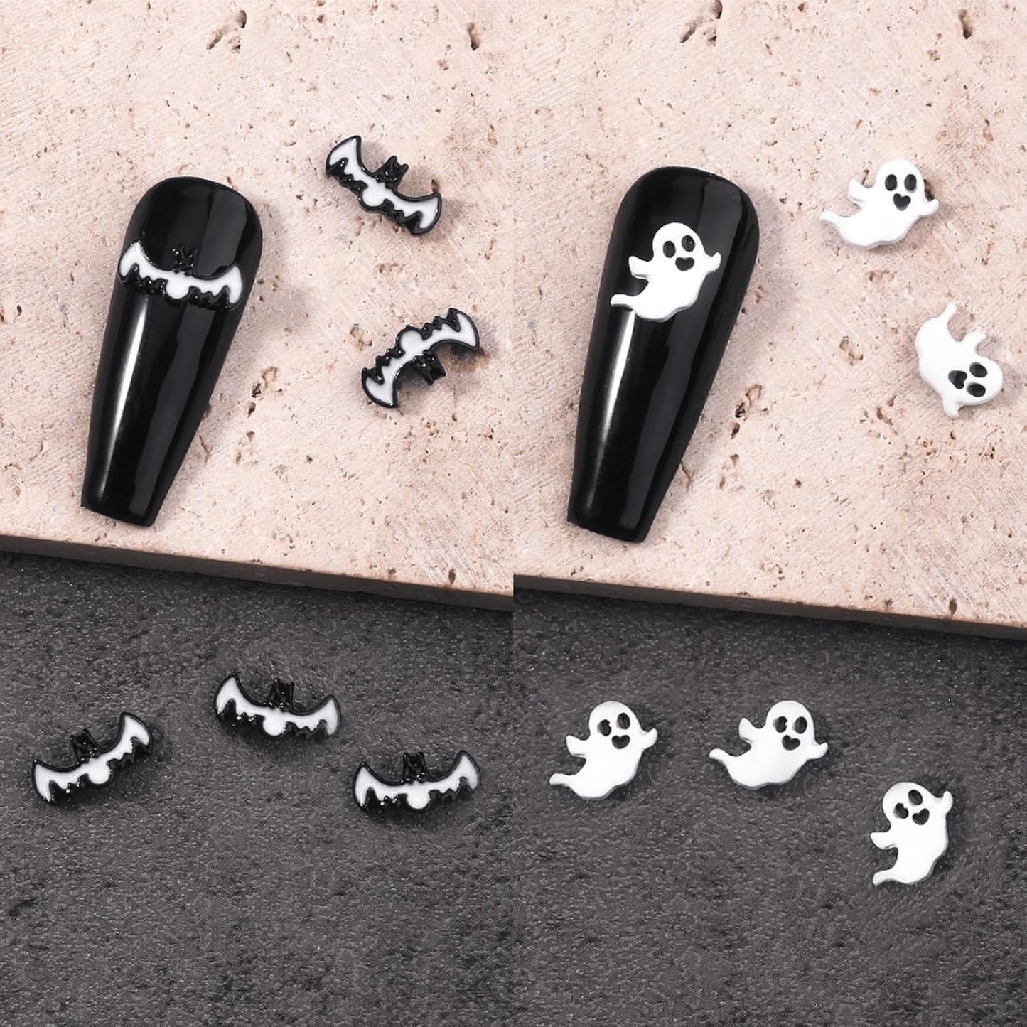 30Pcs Halloween Nail Charms Ghost Pumpkin Nail Art Charms Gold Silver Skull Spider Web Bat Nail Gems Halloween Nail Art Supplies Alloy Nail Art Decoration for Acrylic Nails for Women Girls