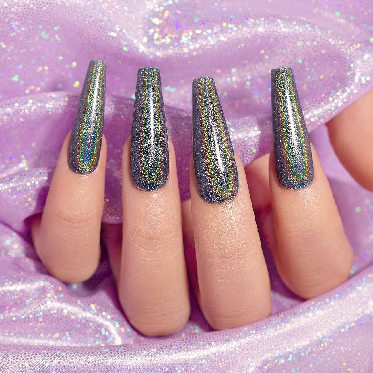 RARJSM Holographic Nail Polish Black Gel Nail Polish Soak Off Nail Gel Collection Cruing Required for Nail Art Design 1 Pack 0.25 Fl.oz RAR72