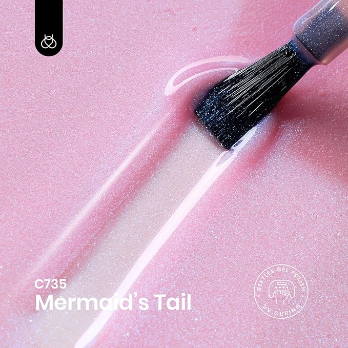 Beetles Baby Pink Gel Polish - 15ml Shimmer Nail Polish Pearl Gel Polish Blue Glitter Nail Gel Soak Off Uv LED Nail Lamp Nail Art Manicure Salon DIY Home