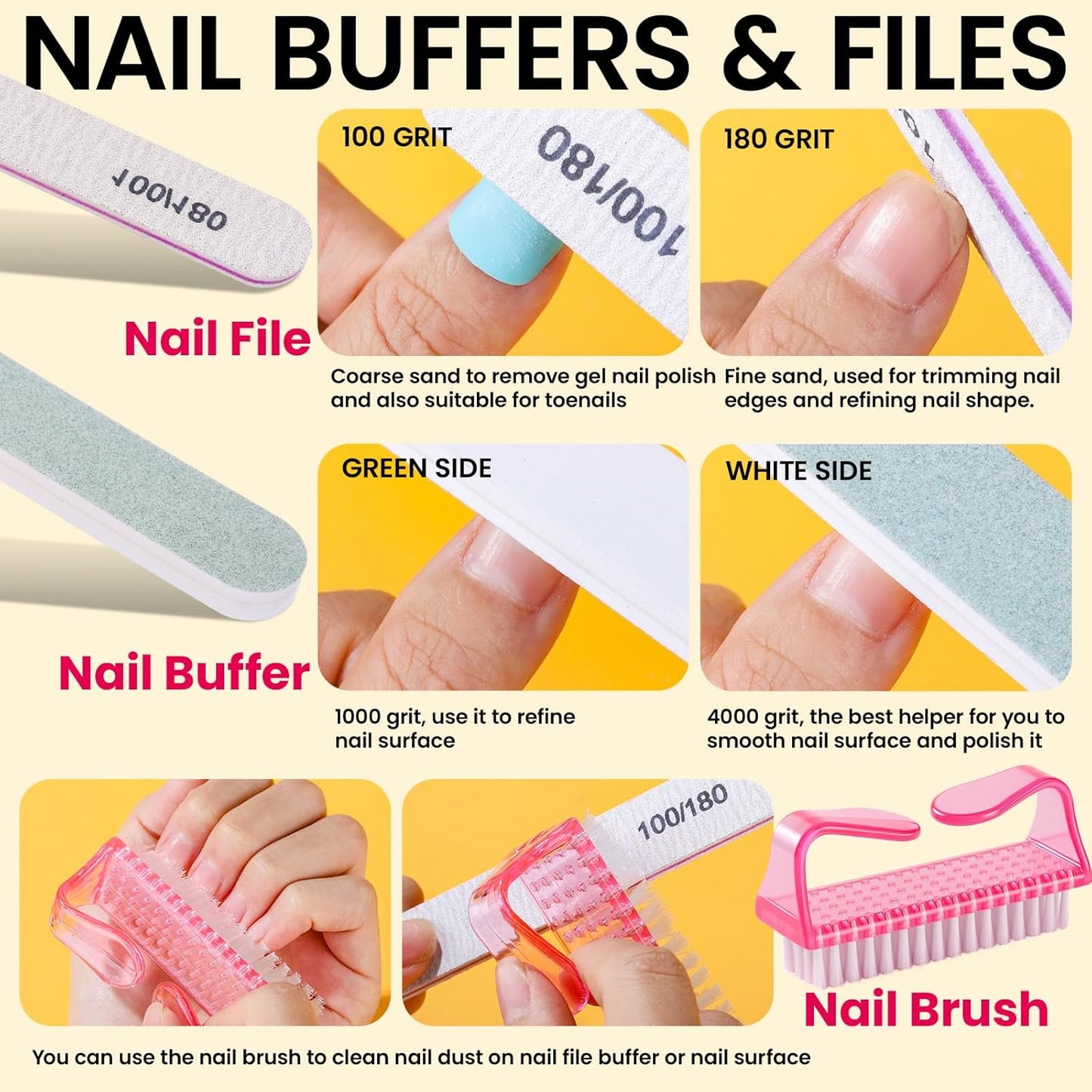 FANDAMEI Gel Nail Polish Remover Tools Kit with Nail Soak Off Clips, Lint Free Nail Wipes, Polish Remover Bottle, Cuticle Nippers, Pusher, Peeler. Cuticle Oil. Nail Files and Buffers, Nail Removal Kit