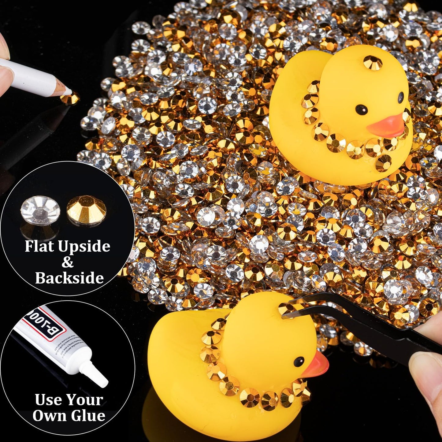 5000pcs 5mm Resin Rhinestones Bulk, Mineral Gold Flatback Round Jelly Rhinestones Bedazzling Non Hotfix Crystal Gems Large Quantity Wholesale for DIY Crafts Clothes Tumblers Face Makeup Manicure