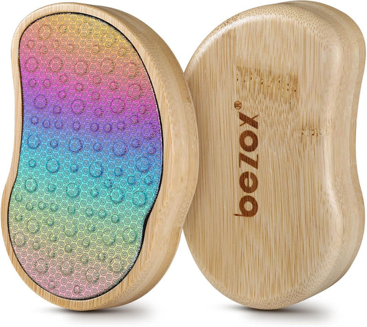 BEZOX Stainless Steel Pedi Egg Foot File Callus Remover for Dry and Wet Feet, Smooth Rough Skin, Plastic-Free Pedicure Tool Pumice Stone, Washable Foot Scrubber for Cracked Heels - Rainbow