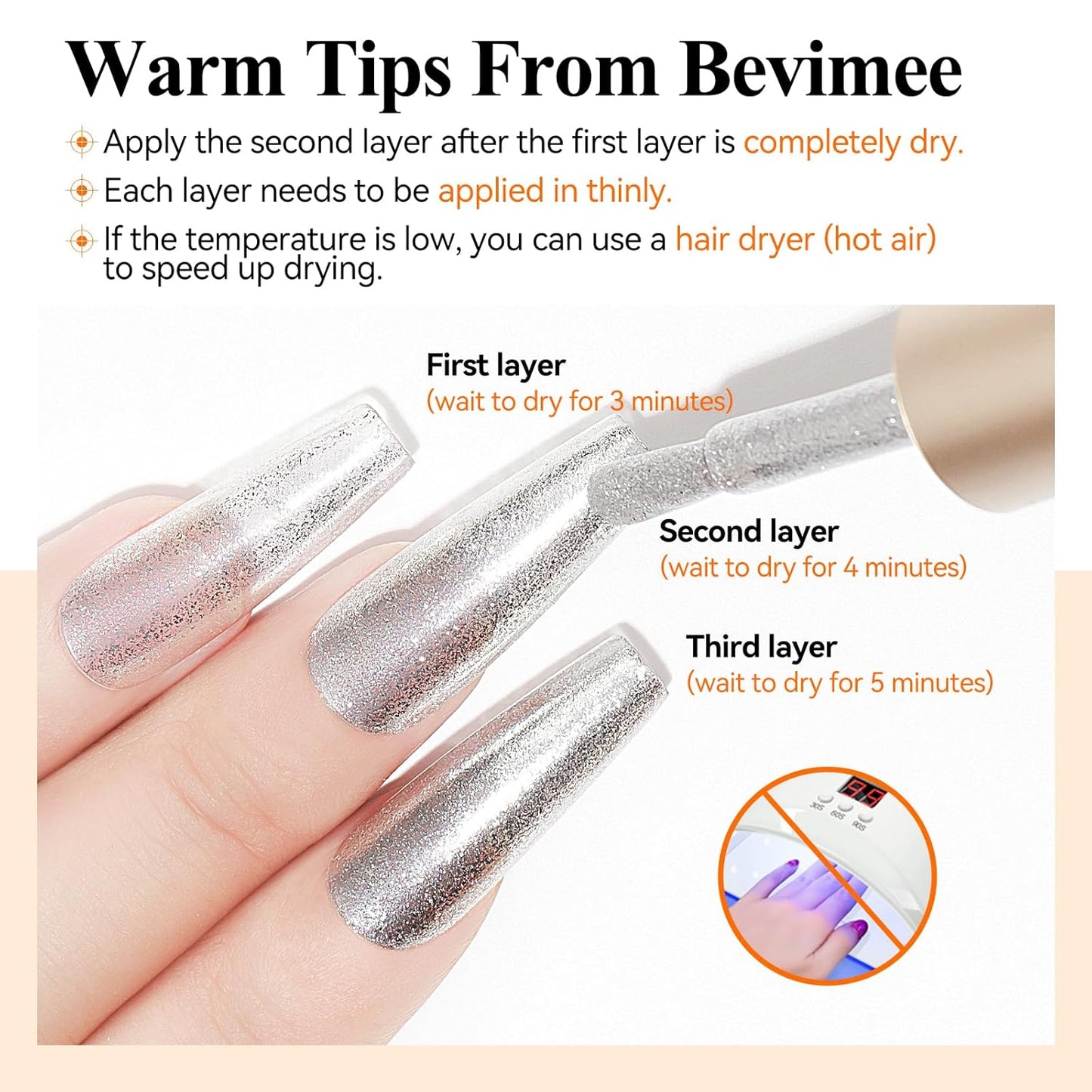 Silver Glitter Nail Polish Quick Dry 12ML, Sparkly Shimmer Shine nail polish Holographic Shimmery Nail Lacquer Varnish Nail Polish Natural Nail Art for Beginner-1PC