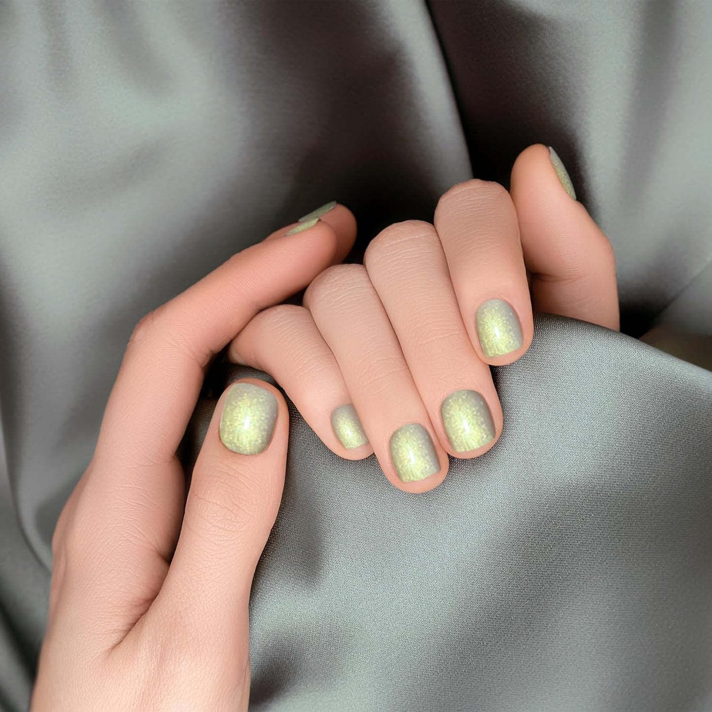 Semi Cured Gel Nail Strips-Salon Quality Semi-Cured Gel Press On Nails Stickers Quick DIY Nail Art Manicure Kits for Women at Home Works with Any UV/LED Lamps(Golden Aurora)