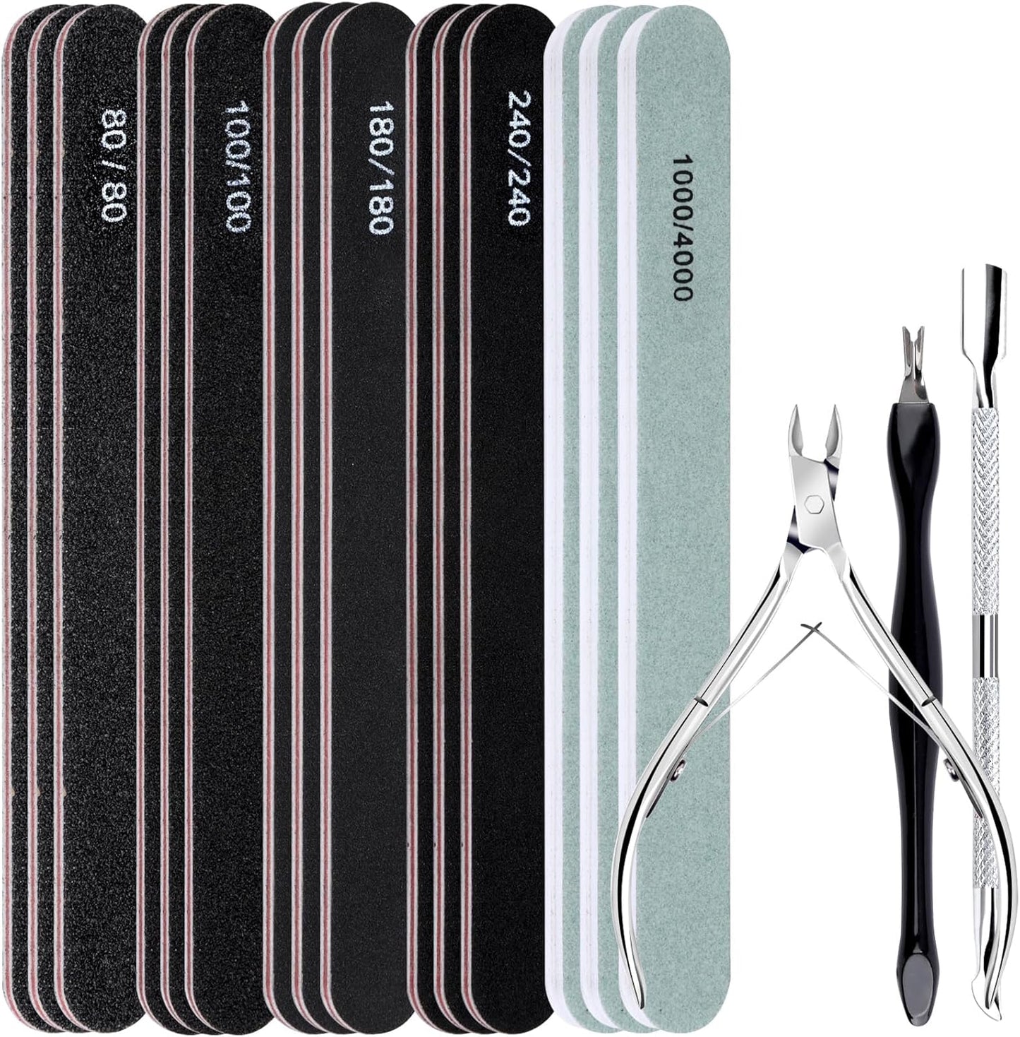 FANDAMEI Nail File Kit, Nail File, 15 PCS Emery Boards For Nails, Fingernail Files, Nail Files For Natural Nails, Nail Filer, Cuticle Trimmer, Cuticle Pusher, Manicure Tools, Nail Care Kit, Nail Tools