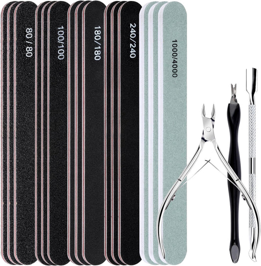 FANDAMEI Nail File Kit, Nail File, 15 PCS Emery Boards For Nails, Fingernail Files, Nail Files For Natural Nails, Nail Filer, Cuticle Trimmer, Cuticle Pusher, Manicure Tools, Nail Care Kit, Nail Tools