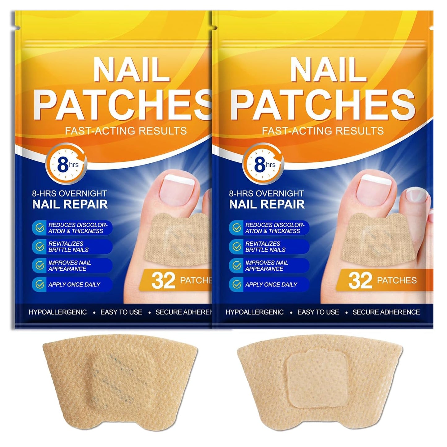 Toenail Treatment Extra Strength-8-Hrs Overnight Nail Repair,ingrown toenail treatment,Strengthens Brittle Nails,Improves Texture & Thickening Hypoallergenic Easy (64 Patch)