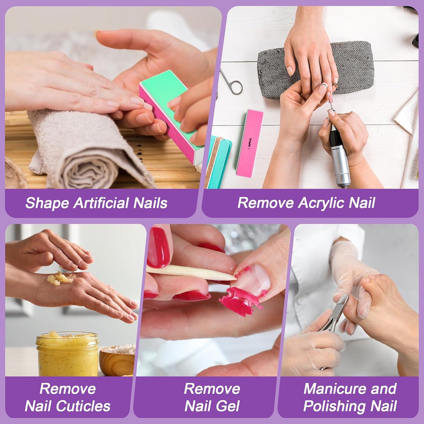 10 PCS Nail Buffing Block, 4 Way Nail Buffer Block Nail File Block -Shape & Smooth & Buff & Polish Professional Nail Files and Buffers 120/240/600/3000 Grit for Natural/Acrylic Nails Buffing Shinning