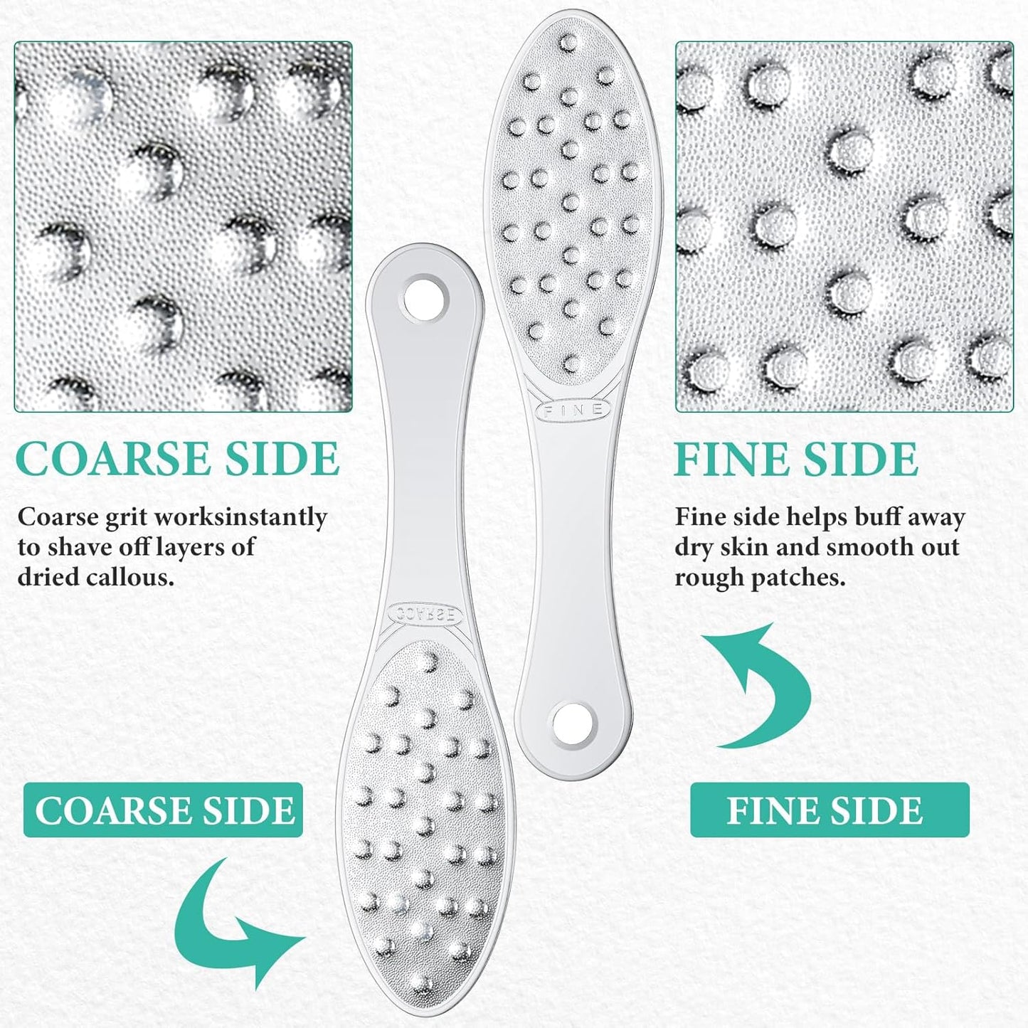 1 Pc Stainless Steel Foot Scraper Metal Foot File Double Sided File Callus Remover Professional Feet Rasp Scrubber for Wet or Dry Skin Easy to Clean Pedicure Tool Heel