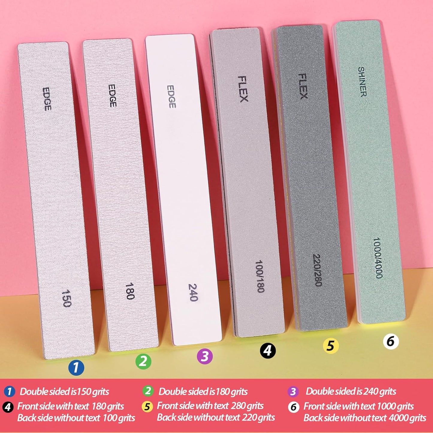 Teenitor 12pcs Nail Files and Buffers Set, Buffer Nail File 100/180 Fingernail Files for Women, Nail Buffer Block Emery Boards for Nails, 240 Grit Nail File