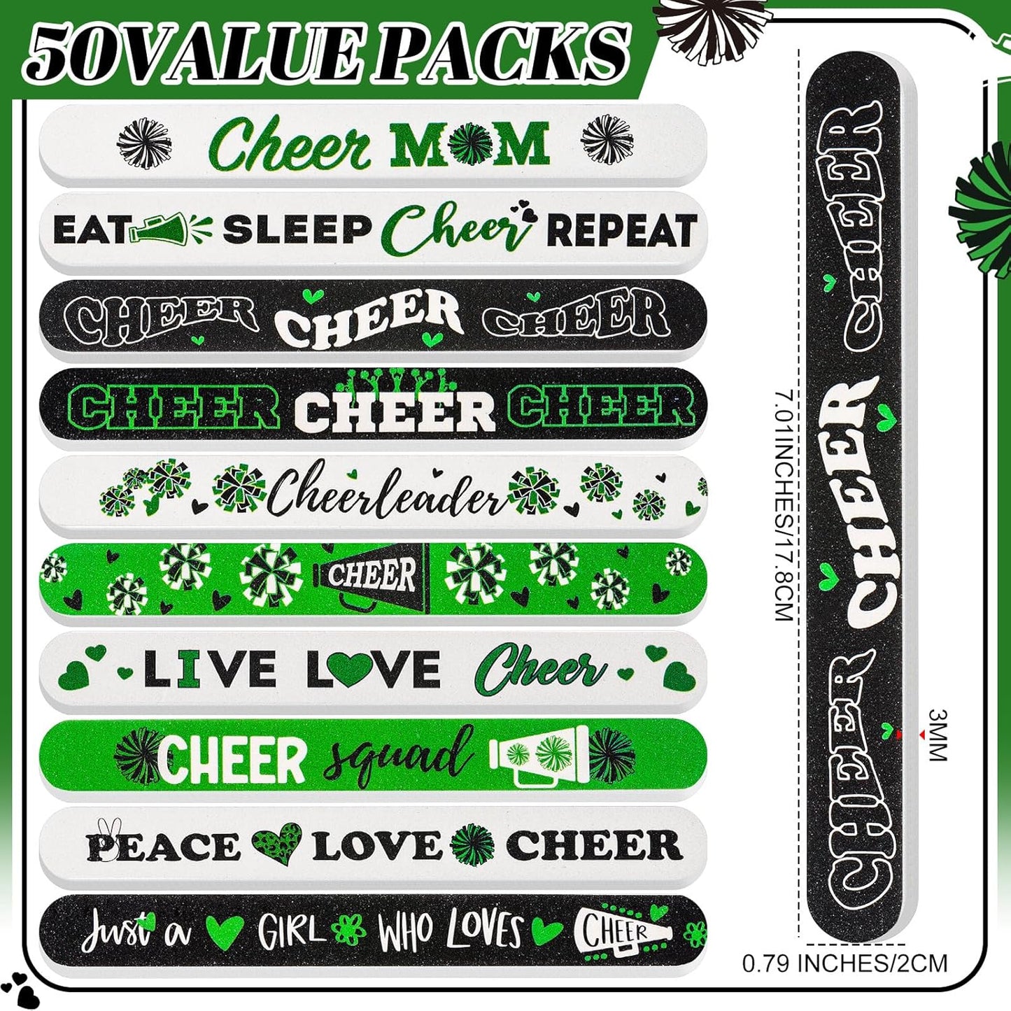 50 Pack Cheerleader Gifts Bulk for Team Funny Cheerleaders Nail Files Party Favors Cheer Gifts Cheerleading Favors for Women Girls Teammates