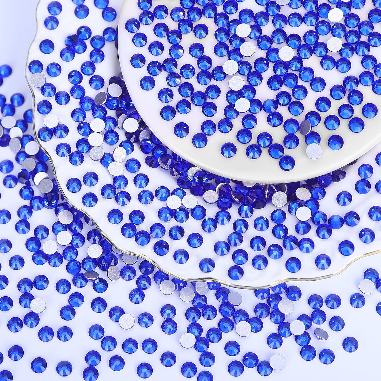 10000PCS Royal Blue Rhinestones Bulk, Flat Back Crystal Glass Stone Round Gems,SS16, 3.8-4.0mm