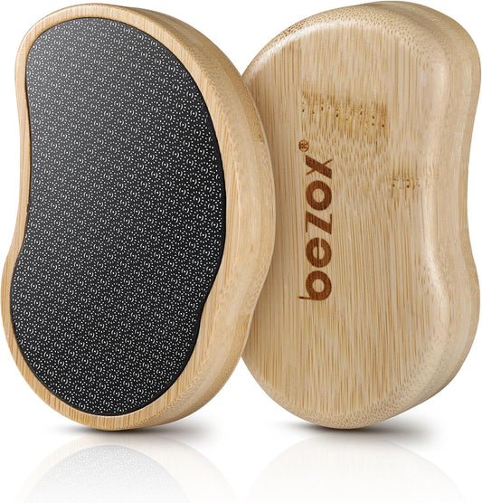 BEZOX Nano-Glass Pumice Stone for Feet Dead Skin, Eco-Friendly Pedicure Foot File Callus Remover - Bamboo Handle