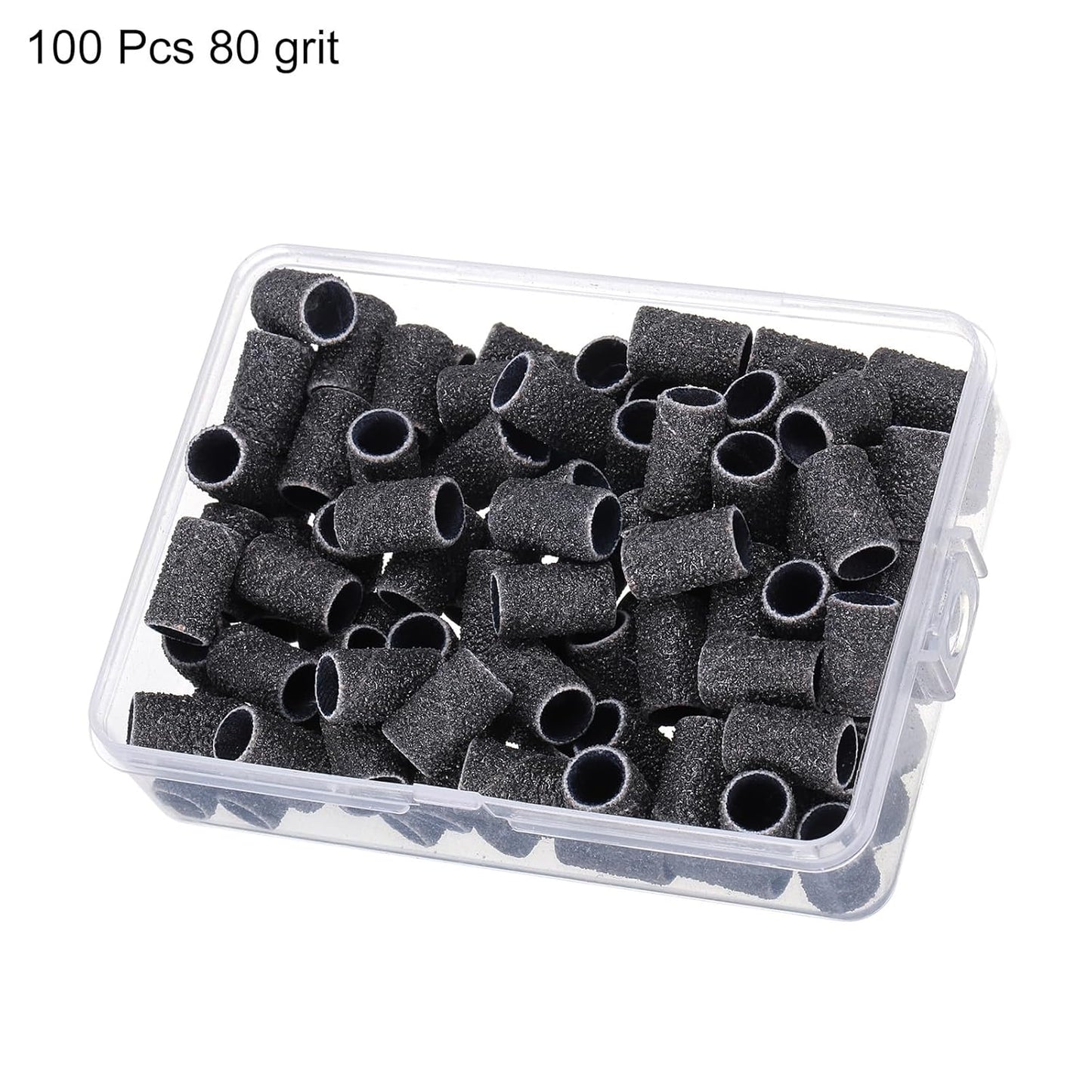 HARFINGTON 100pcs Small Sanding Bands 80 Grit for Nail Drill Bits Mini Sanding Band for Nails Gel Manicures Black