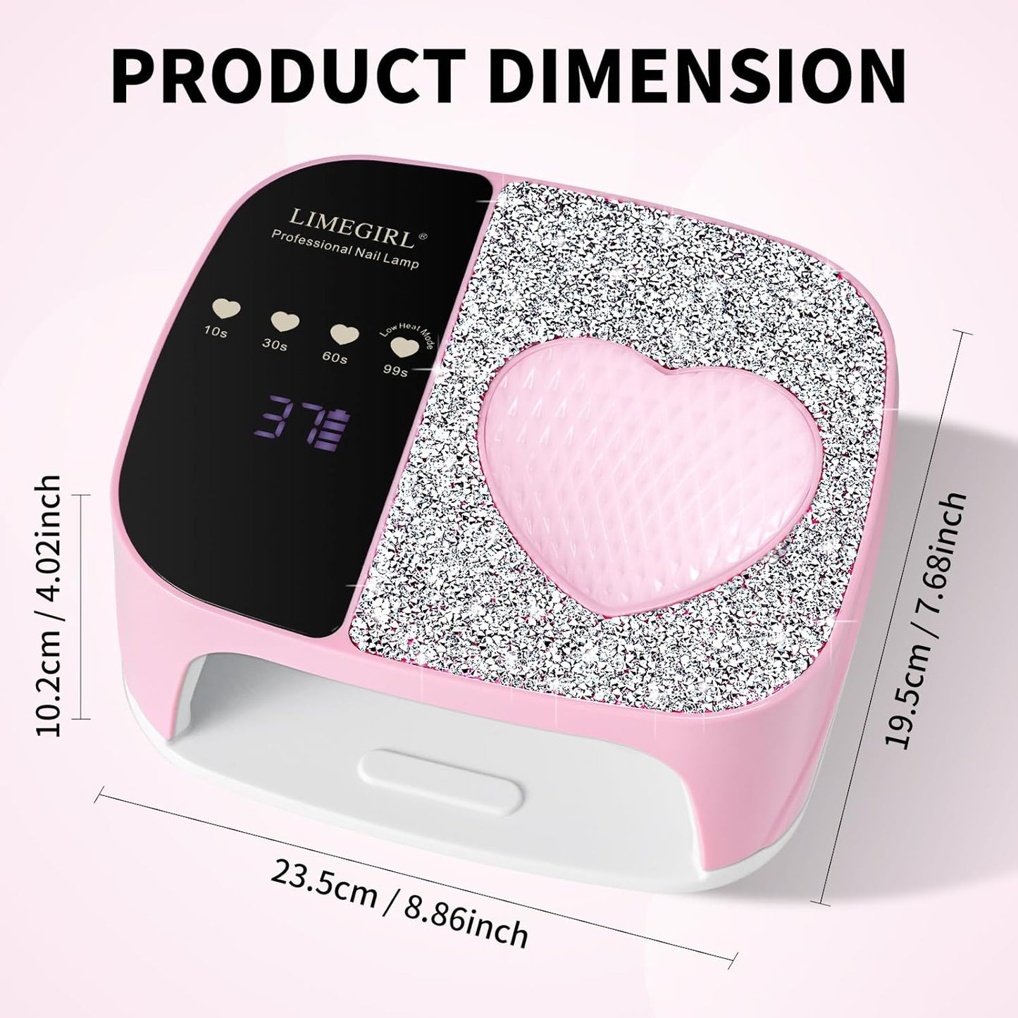 LimeGirl UV LED Nail Lamp Kit for Gel Polish Professional Fast Curing Pink Dryer Light Set with 4 Timer Settings Cordless Rechargeable Nail Art Cure Machine for Manicure Pedicure at Home and Salon