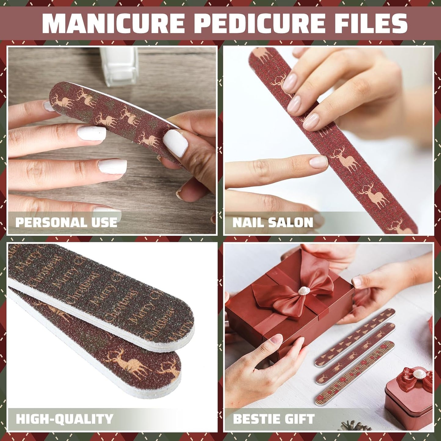 45 Pack Christmas Nail Files Gifts Bulk Holiday Emery Boards Double-Sided Christmas Party Nail Files Bulk Stocking Stuffers Christian Gifts for Women Customers Coworkers Staff(Vintage)