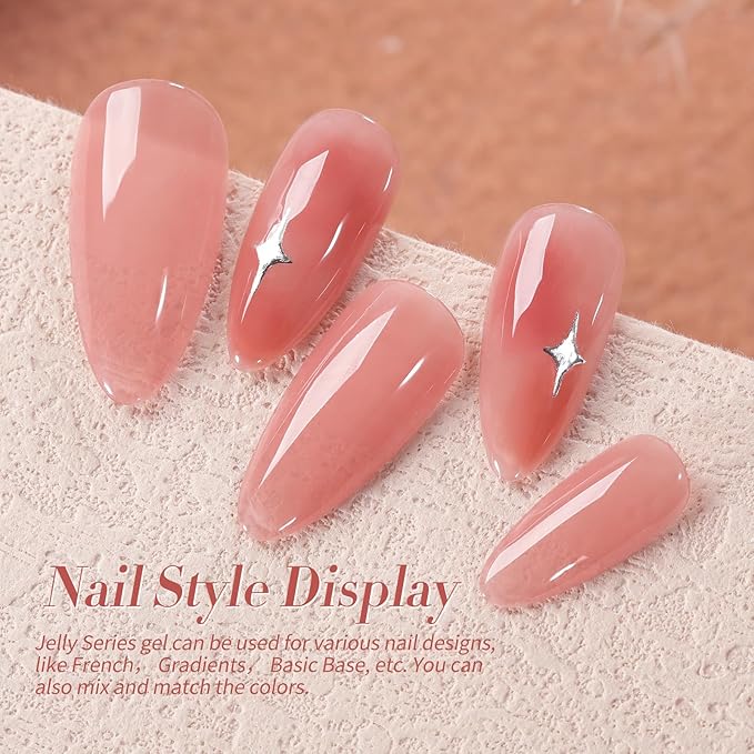 Born Pretty Jelly Burgundy Gel Nail Polish Fall Winter Blood Wine Red Nude Pink Gel Polish Sheer Transparent Halloween Gel Polish Kit Wild Rose for Salon Manicure and Nail Art DIY at Home 6Colors