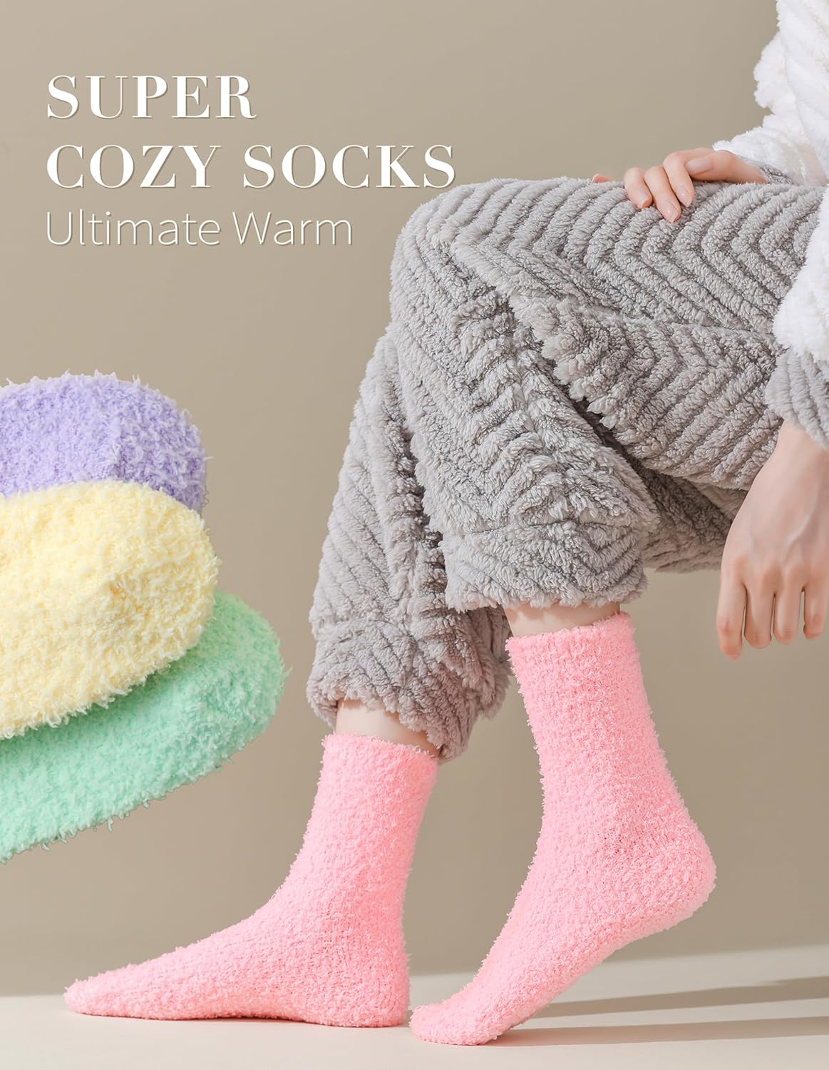 TEHOOK Warm & Cozy Gifts for Women, Stocking Stuufers, Fluffy Fuzzy Plush Sleeping Slipper Socks - Soft Warm Fabric
