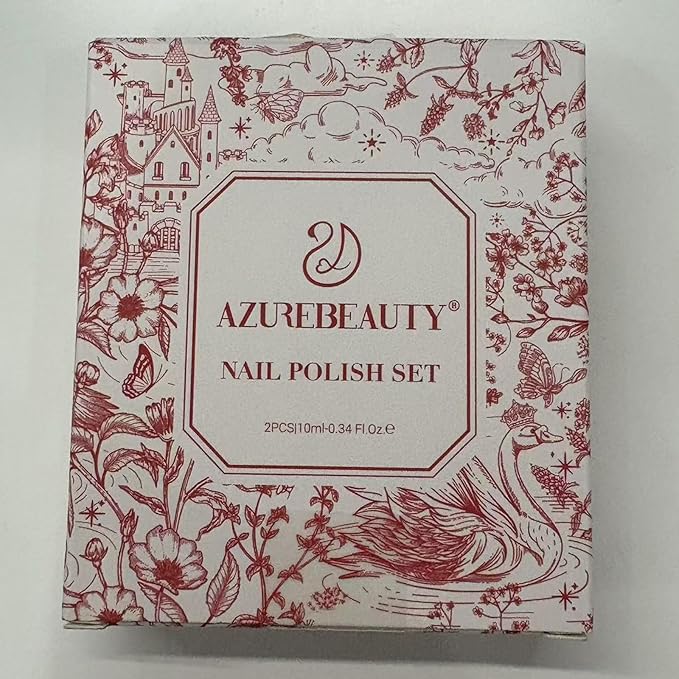 AZUREBEAUTY Pearl White Nail Polish Quick Dry Pearl white Hot Pink 2 Colors Nail Lacquer Natural Infinite Shine Strengthening Treatment Kit DIY Salon Home Women Gifts 2Pcs 0.34oz