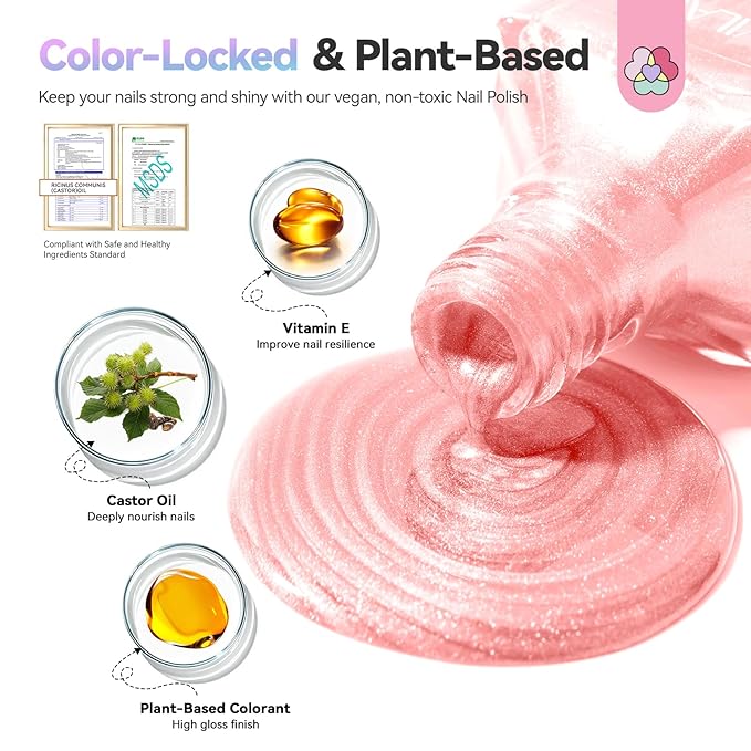 SAVILAND Color Artistry Chameleon Nail Polish Set: 6 Colors Aurora Shimmer Fingernail Polish Holographic Green Purple Red Glitter,Fast Quick-Dry Nail Lacquer Manicures Art Kit for Toe DIY Salon Home