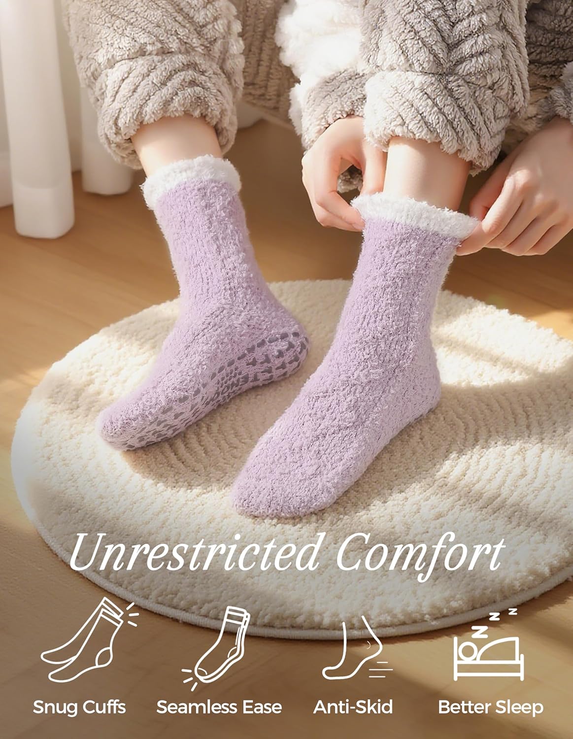 TEHOOK Warm & Cozy Gifts for Women, Stocking Stuufers, Fluffy Fuzzy Plush Sleeping Slipper Socks - Soft Warm Fabric