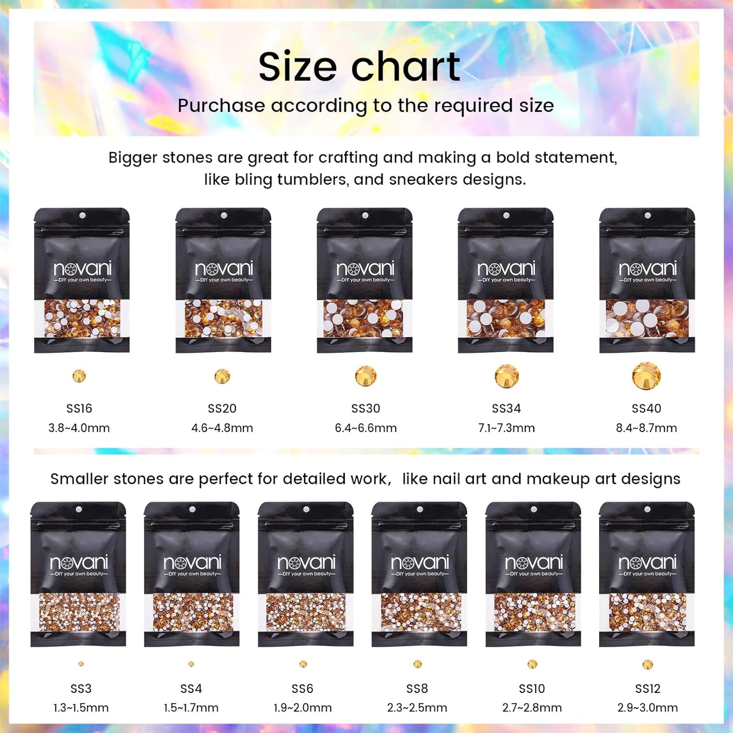 Gold Yellow Rhinestones Flatback Rhinestone for Crafts Glass Nail Rhinestones Nail Gems Crystals for Makeup Bags Shoes Decoration DIY(SS10,1440pcs,Gold Yellow)