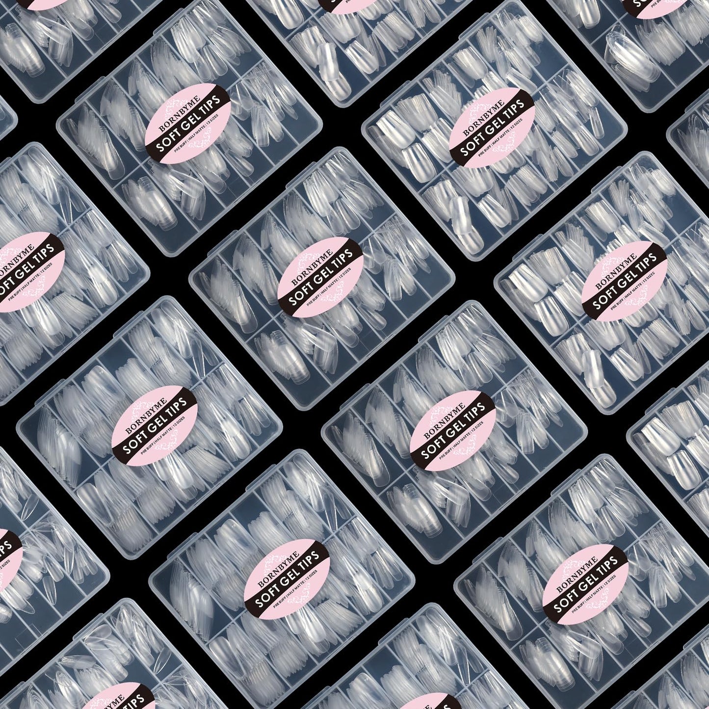 Medium Oval Soft Gel Nail Tips, BORNBYME 240 PCS Pre Buff Full Cover Shaped Nail Extenison Tips Half Matte Gel Nail Tips