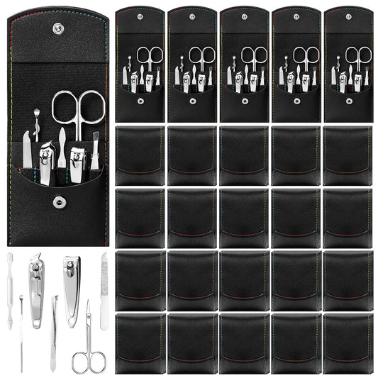 Geosar 50 Set Travel Manicure Kit Nail Clippers Pedicure Professional Nail Care Tools Stainless Steel Grooming Set with Portable Travel Case Gifts for Mother Father Men Women(7 in 1,Black)