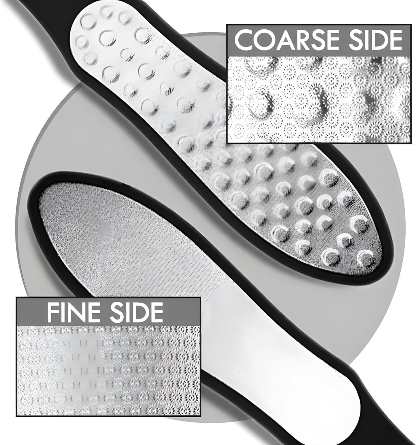 3 in 1 Large Size Durable Foot File Callus Remover (1 Pc) with Double Sided Stainless Heel Scraper for Cracked Heels, Pedicure Tools for Feet Ped Egg for Feet with Coarse and Fine Sides.