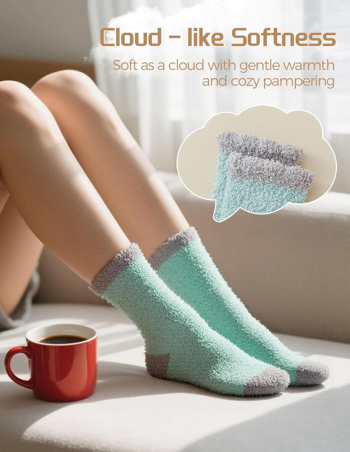 TEHOOK Warm & Cozy Gifts for Women, Stocking Stuufers, Fluffy Fuzzy Plush Sleeping Slipper Socks - Soft Warm Fabric