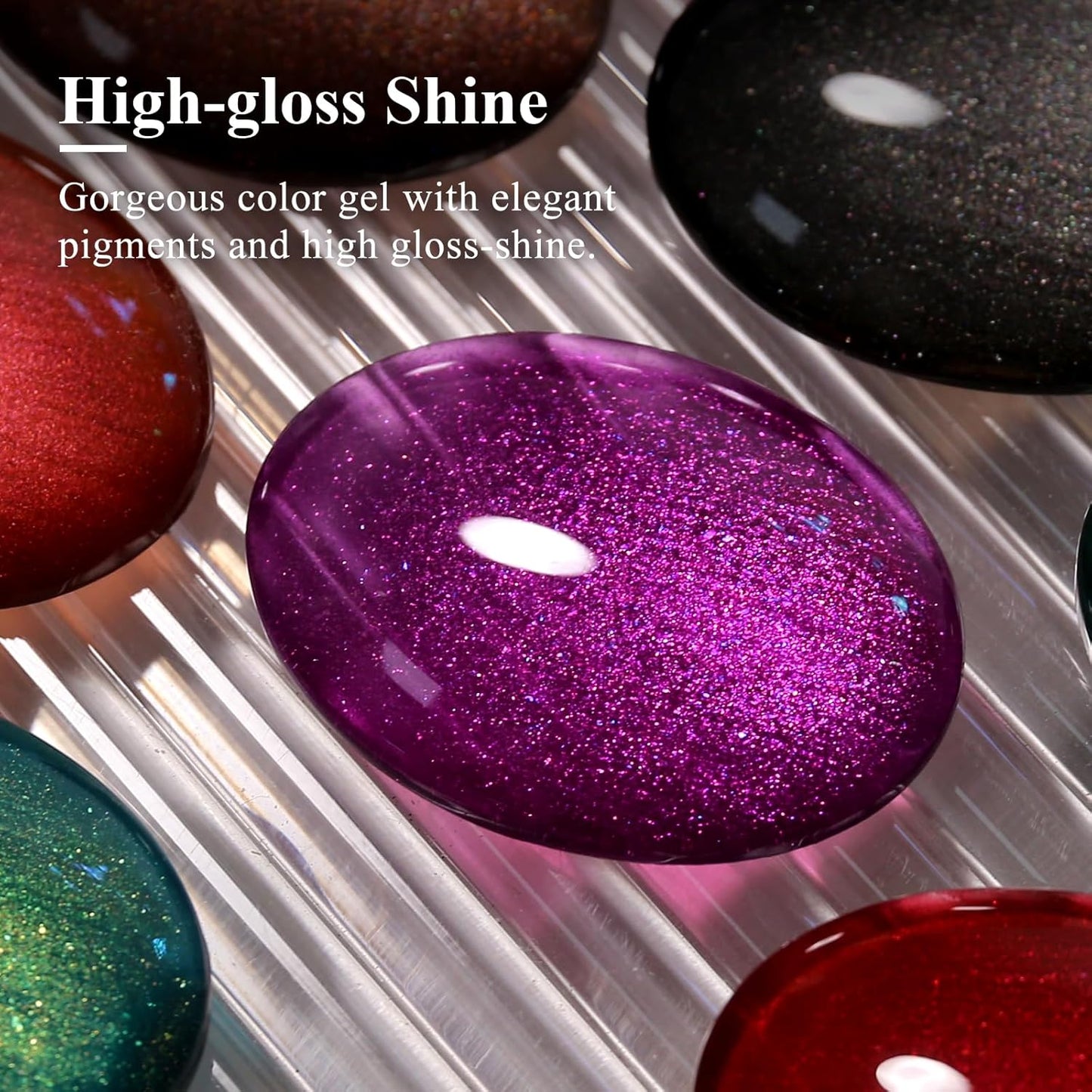 Imtiti Pearl Gel Nail Polish,0.5 Fl Oz Wine Purple Glitter Drawing Gel Polish Shell Thread Shimmer Mermaid Nail Gel Polish Soak Off UV LED for Home DIY Nail Art Manicure Salon