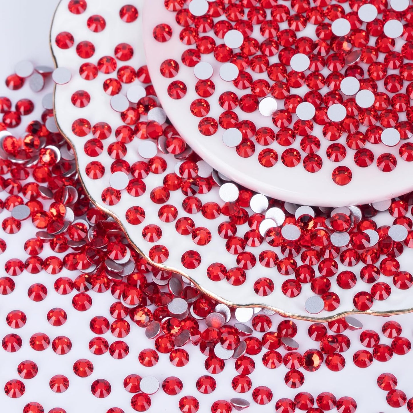 10000PCS Red Rhinestones Bulk, Flat Back Crystal Glass Stone Round Gems,SS10, 2.7-2.9mm