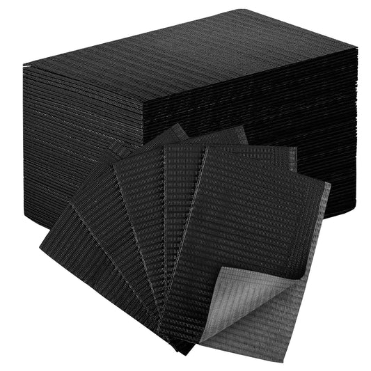 50pcs Disposable Nail Mats Foldable Nail Paper Towels, Table Acrylic Nail Practice Sheet, 3 Ply Waterproof Clean Nail Table Practice Mat for Salon Manicure Tattoo,Nail Art Accessories 13"x18" (Black)