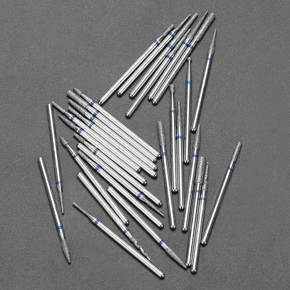 30Pcs 3/32“ Russian Manicure Drill Bits for Nails Kit,Metal Nail Drill Bits with Case for Most Electric Manicure Machines