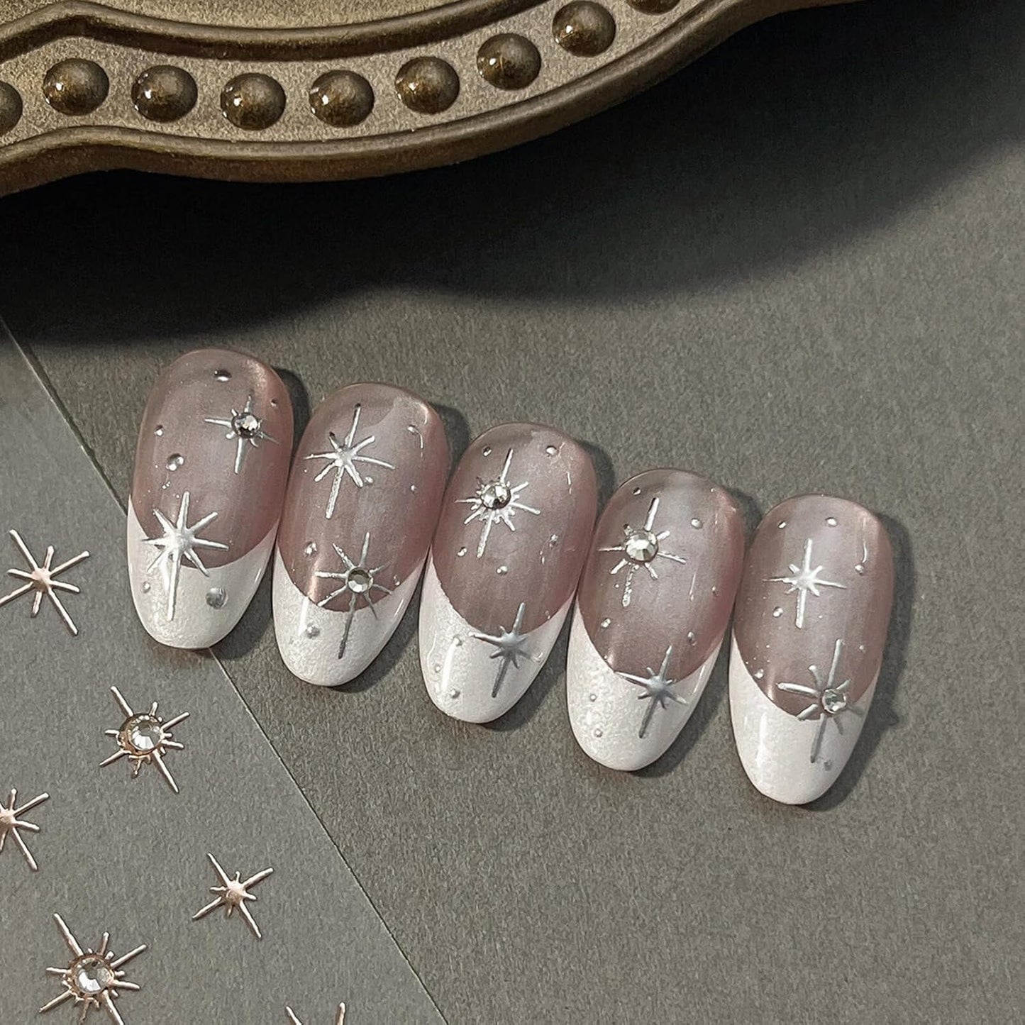 Shiny Star Nail Stickers for Nail Art 3D Glitter Colorful Star Luxury Rhinestones Nail Design Stickers Starlight Nail Decals Nails Supply Manicure Sliders for Nails Decoration 6 Sheets