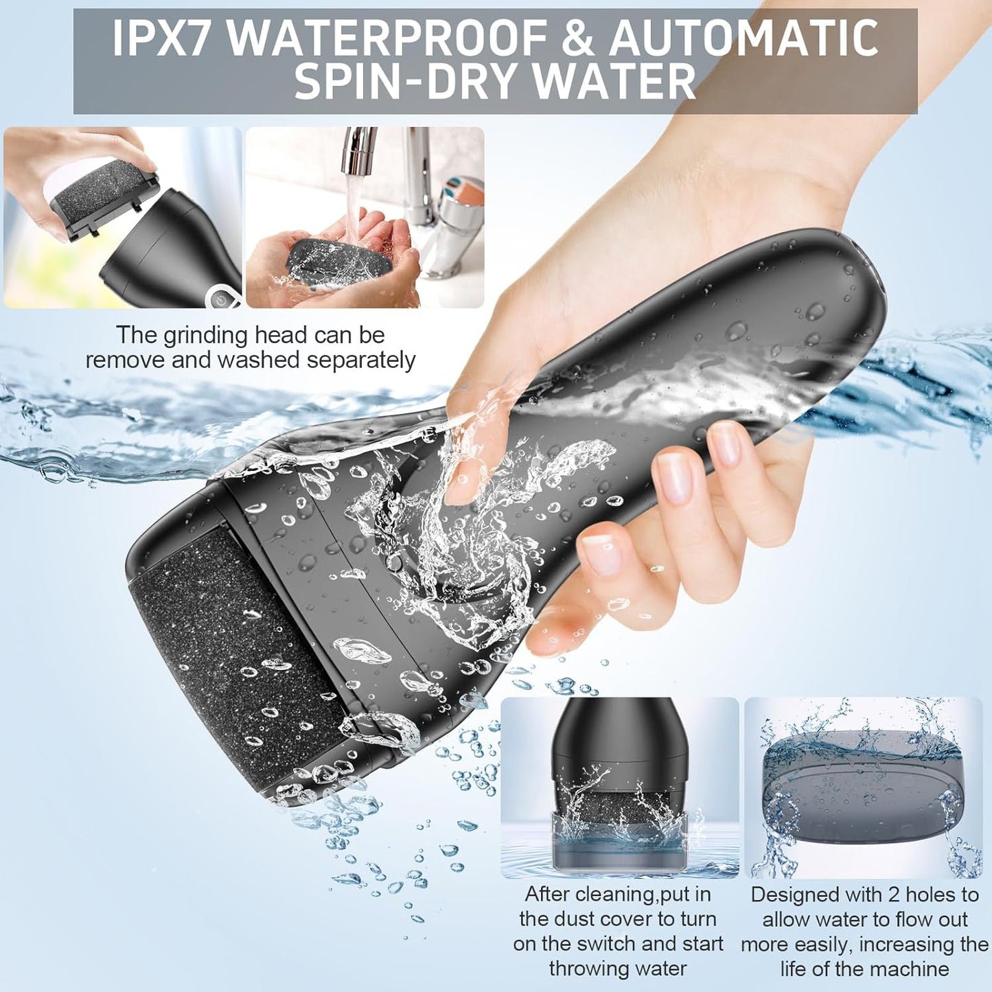 Electric Callus Remover for Feet,Rechargeable Electronic Foot File Pedicure Tools,Professional Waterproof Foot Scrubber File,Portable Pedi Feet Care for Cracked Heels &Dead Skin with LCD Display