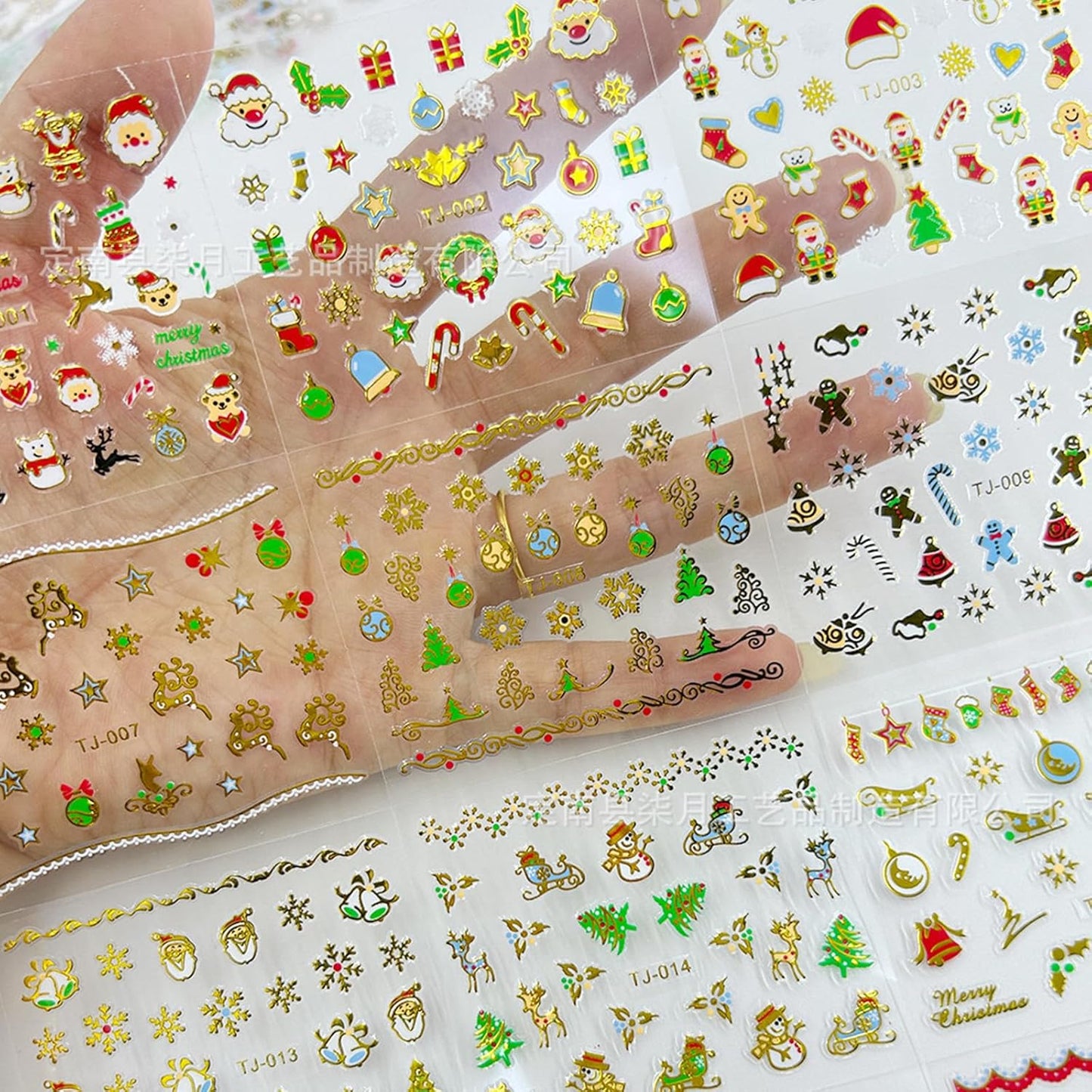 30 Sheets Christmas Nail Art Stickers Christmas Nail Decals 3D Self Adhesive Santa Claus Elk Snowman Christmas Tree Nail Art Supplies Winter Nail Stickers for Women DIY Acrylic Nail Decorations