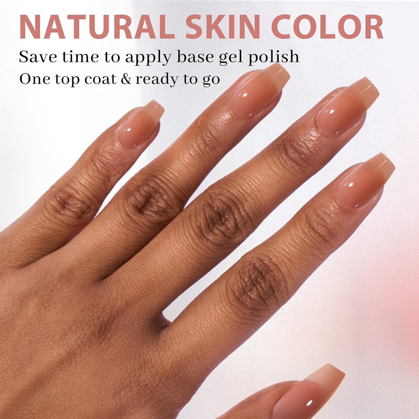BTArtbox XCOATTIPS Gel Nail Kit - Short Coffin Press on Nails with Gel Glue, Top Coat, Nail Lamp, Pre-colored Short Nail Tips Brown Fake Nails for Daily Nail Art