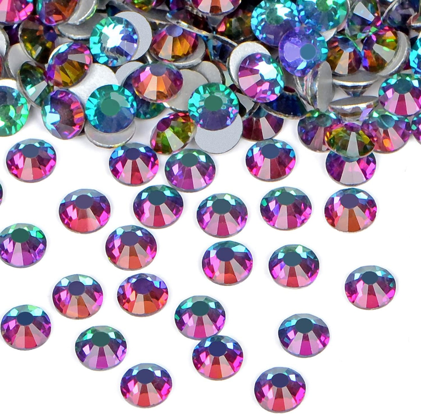 2880PCS Art Nail Rhinestones Non Hotfix Glue Fix Round Crystals Glass Flatback for DIY Jewelry Making with one Picking Pen (ss3 2880pcs, Green Volcanic)