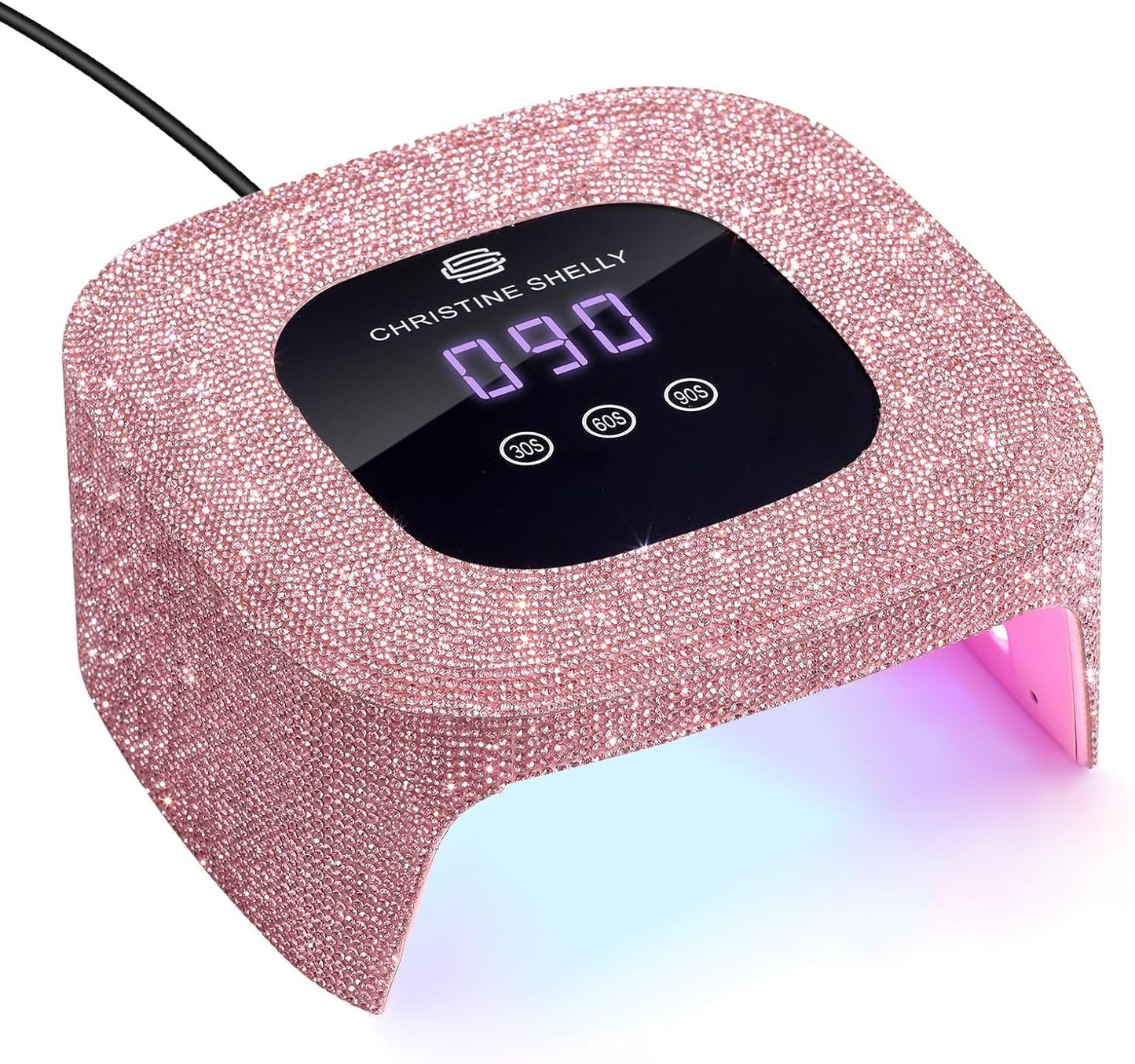 48W UV Light for Nails,Mini UV LED Nail Lamp with 3 Timer Settings, Auto Sensor, Fast Curing for Gel Nails,Nail Dryer Sparkly Gel Nail LCD Display Home Use DIY (Pink Diamond)